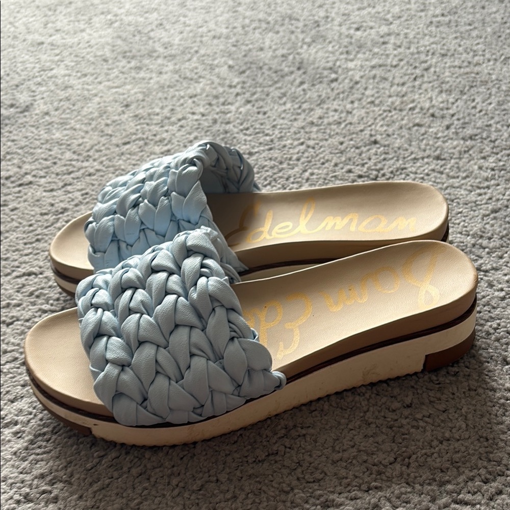Sam Edelman Light Blue Braided Slide Sandals - Picture 3 of 6